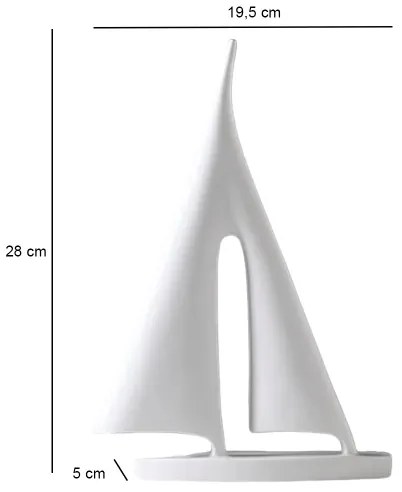 28 cm-es asztali dekoráció, gyanta, fehér