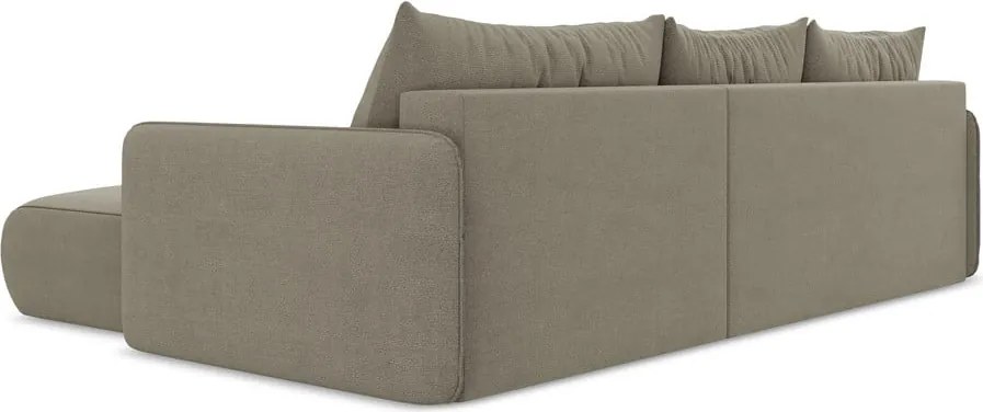 Bézs kinyitható-tárolóhelyes sarokkanapé (jobb oldali) Nanea – Makamii