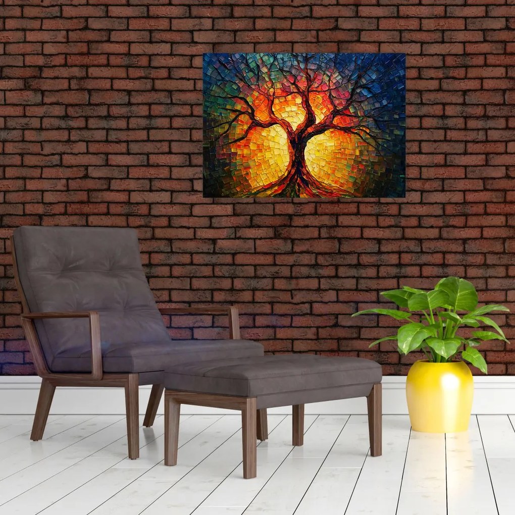 Üveg kép - Az élet fája mozaikban (70x50 cm)