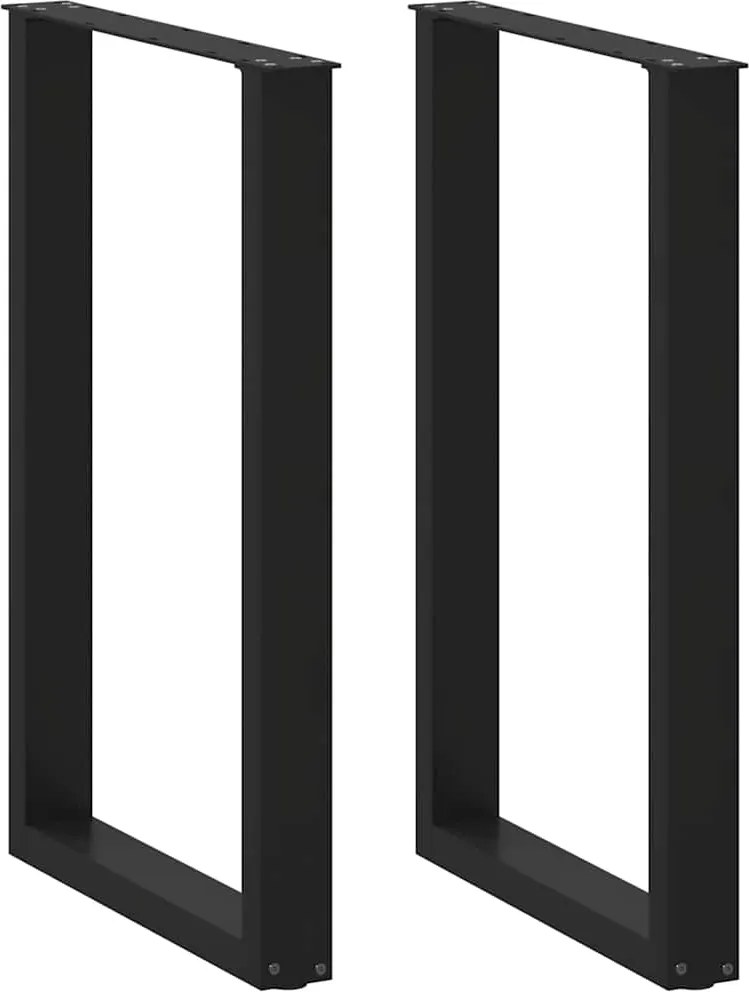 vidaXL 2 db U alakú bárasztalláb, fekete, 60 x (90-91) cm, acél