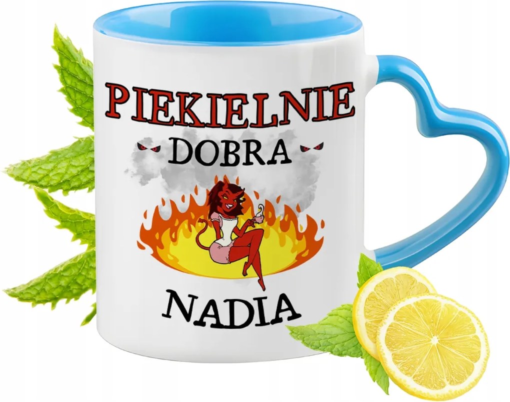 Nadia Kék Bögre Szív Alakú Füllel Ajándék Nyomtatott