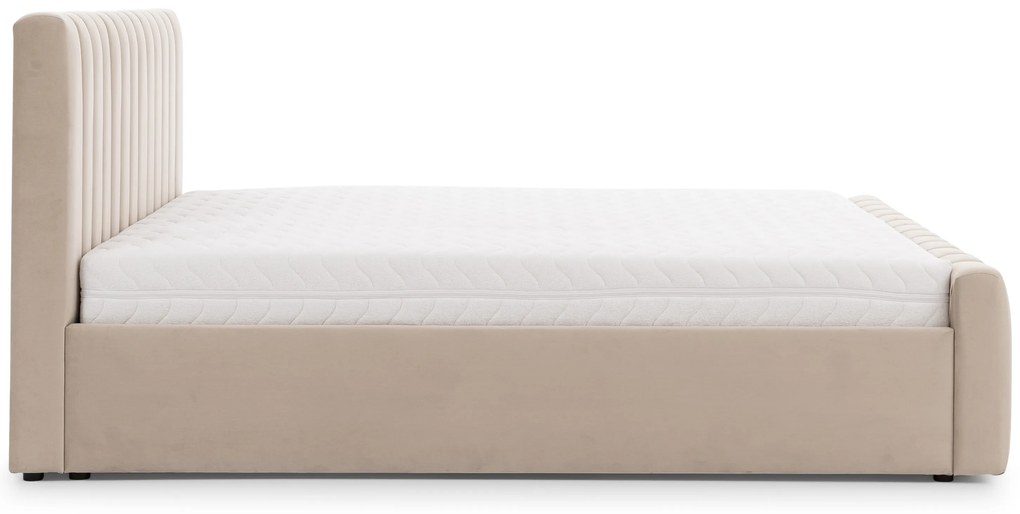 Nicole franciaágy 160x200 tárolóval - bézs Velluto 2 bársony