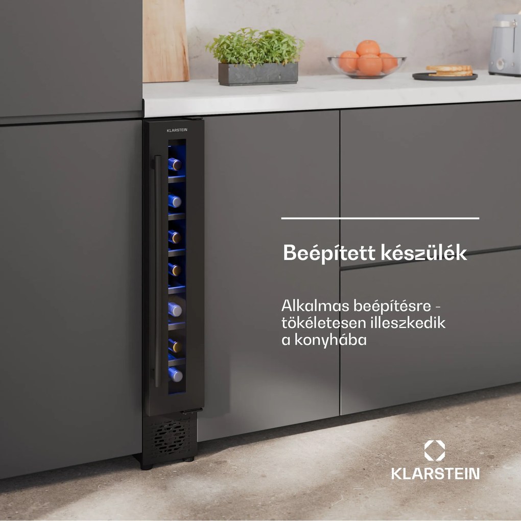 Klarstein Vinovilla 7 Uno borhűtő, 1 hűtési zóna, 7 palack, fa polcok, 5-18 °C