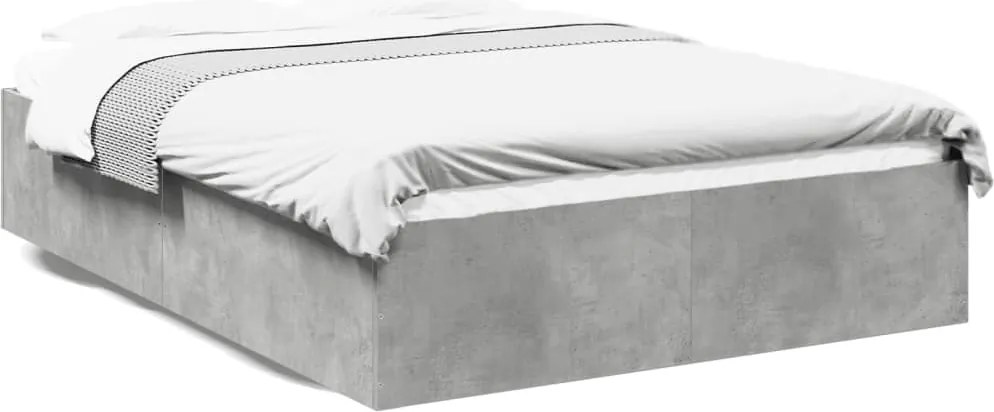 vidaXL betonszürke szerelt fa ágykeret 135 x 190 cm