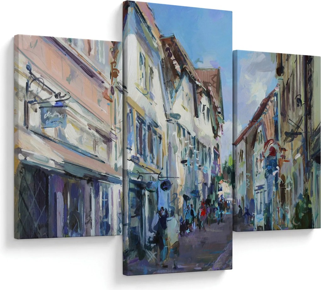 Kép - régi város sikátora, akril festmény (90x60 cm)