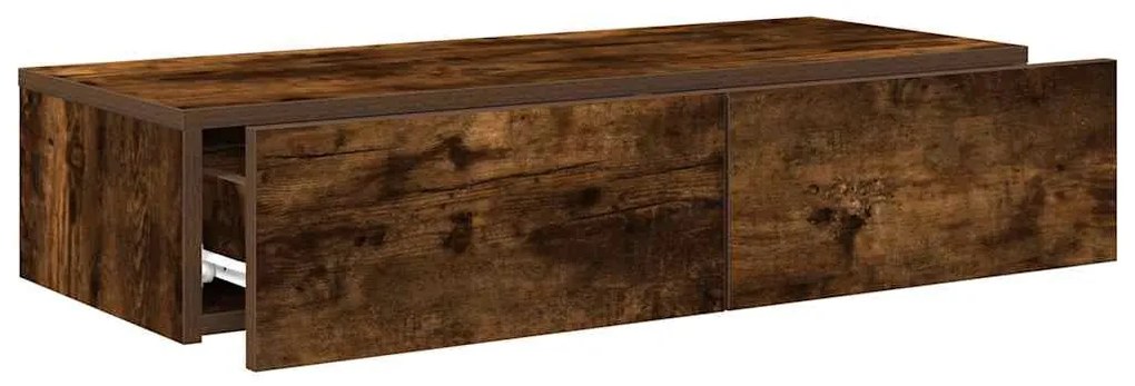 Falipolc fiókokkal füstölt tölgy 80x33x17 cm műszaki fa