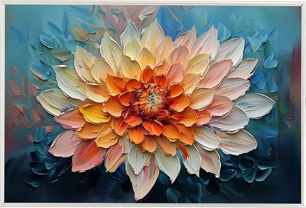 Poszter Keret Alumínium Természet Virág Dália Krizantém 3D Textúra 60x40