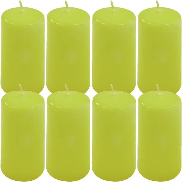 Gyertya készlet 10 cm Ø 5 cm 8 db világoszöld