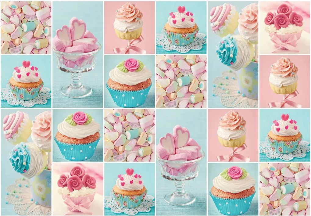 Fotótapéta - Színes cupcakes és pillecukor (152,5x104 cm)