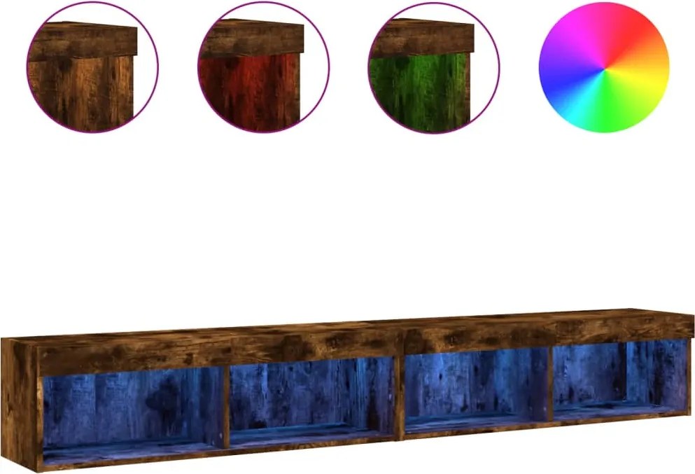 vidaXL 2 db füstös tölgy színű TV-szekrény LED-ekkel 100 x 30 x 30 cm