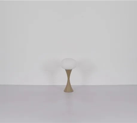 Globo 21027M Asztali lámpa, fém sárgaréz színű matt, fehér üveg, kábel PVC fekete, billenőkapcsoló a kábelen, ø: 180mm, M: 369mm, kábel hossza 1500mm, 1x E14 25W 230V izzó nélkül