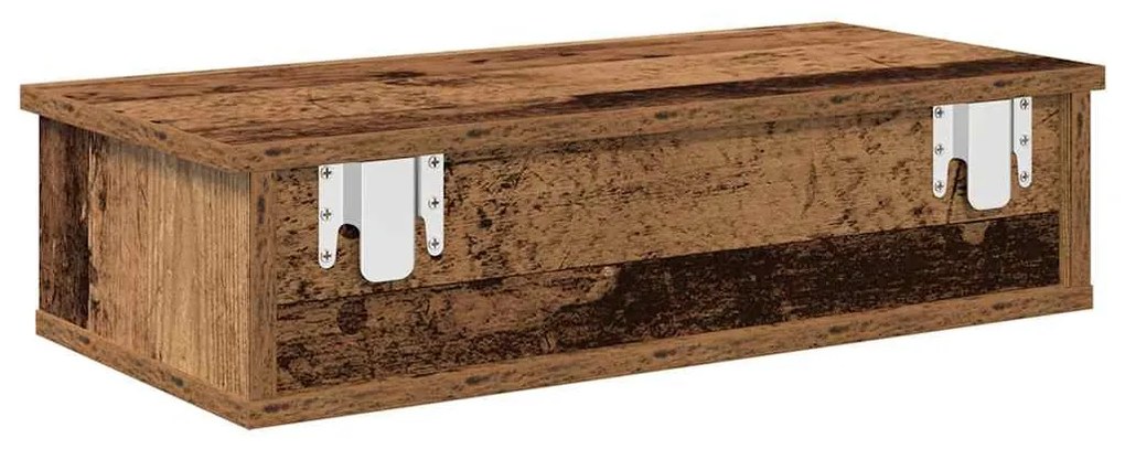 Falipolc fiókokkal régi fa 60x28x15 cm műszaki fa