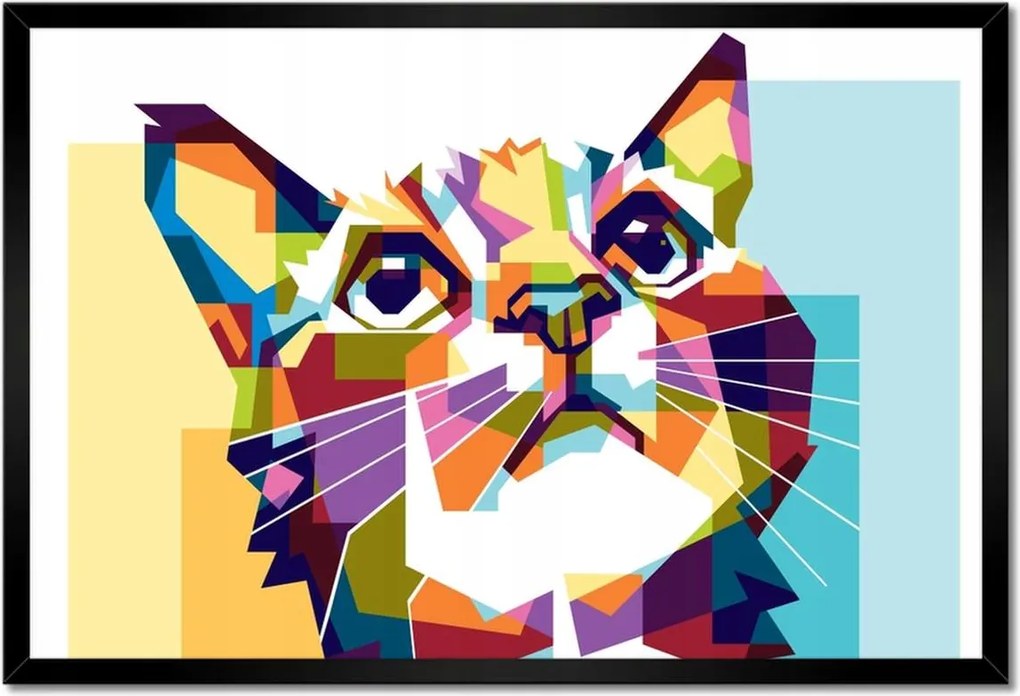 Poszterek keretben 60x40 Absztrakt macska