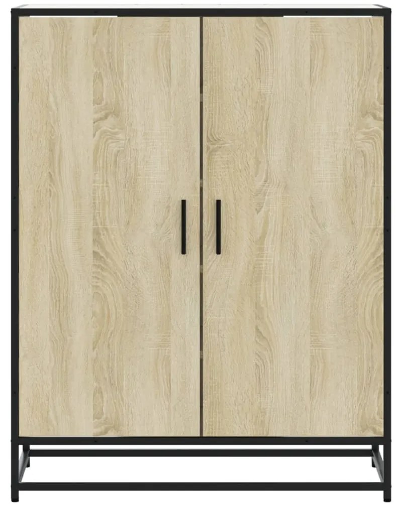 sonoma tölgy színű szerelt fa és fém cipőszekrény 75x38x97,5 cm