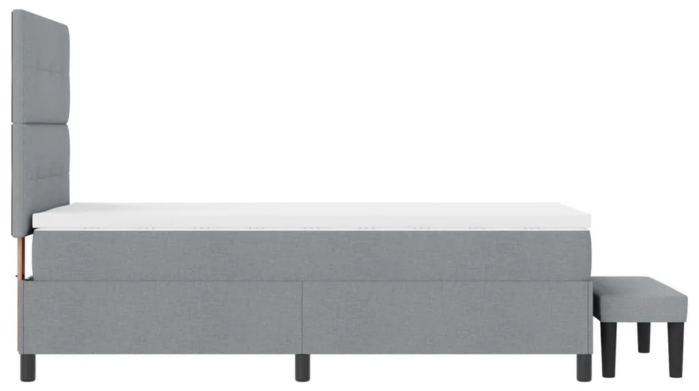 Box Spring Ágy Mattal és Padja Világosszürke 100x200 cm Szövet