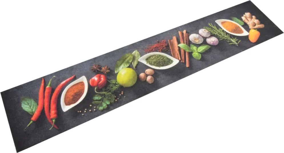 vidaXL mosható fűszermintás bársony konyhaszőnyeg 60 x 300 cm