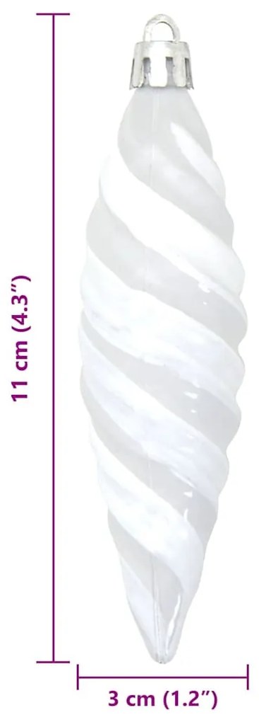 Karácsonyi Spirális Alakú Gömb 40 pcs Fehér