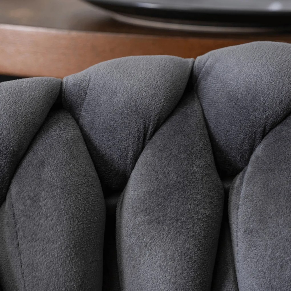 Fonott bársony szék szürke színben, ELENA