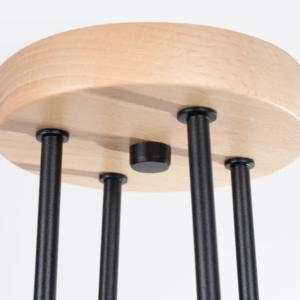 Sollux SL.1669 - Felületre szerelhető csillár TIMBO 4xE27/15W/230V fekete/bézs/bükkfa