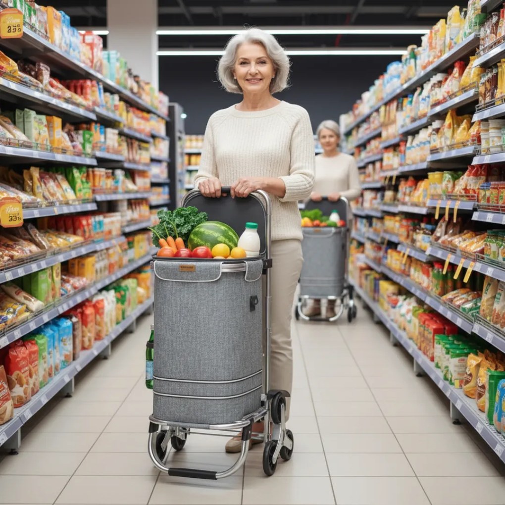 COMFORT bevásárlótáska lépcsőjáró kerekekkel, 50l, szürke Jurhan