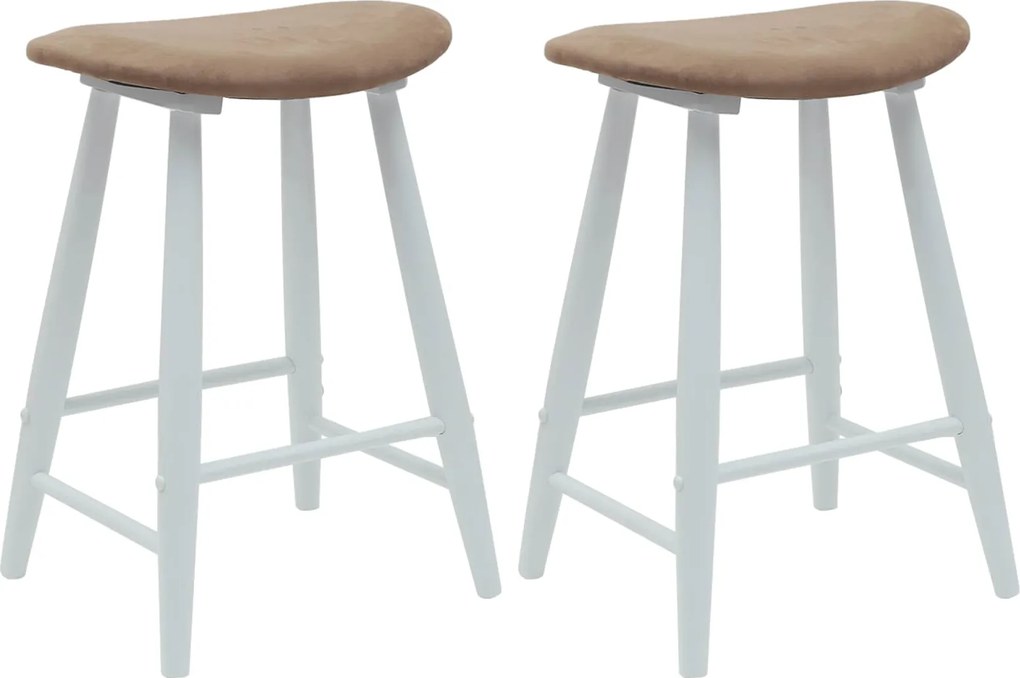 vidaXL Étkező Székek 2 pcs Fehér 46 x 37 x 63 cm Tömör Gumi Fa