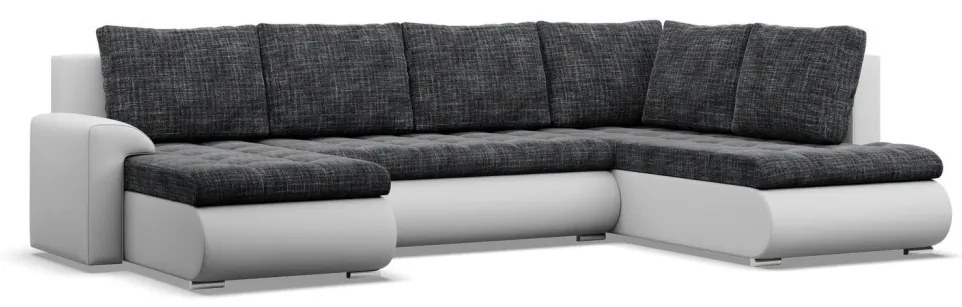 Tokio U sarokkanapé, 3 ágyneműtartóval, fonott + műbőr, jobboldali, sötétszürke - fehér