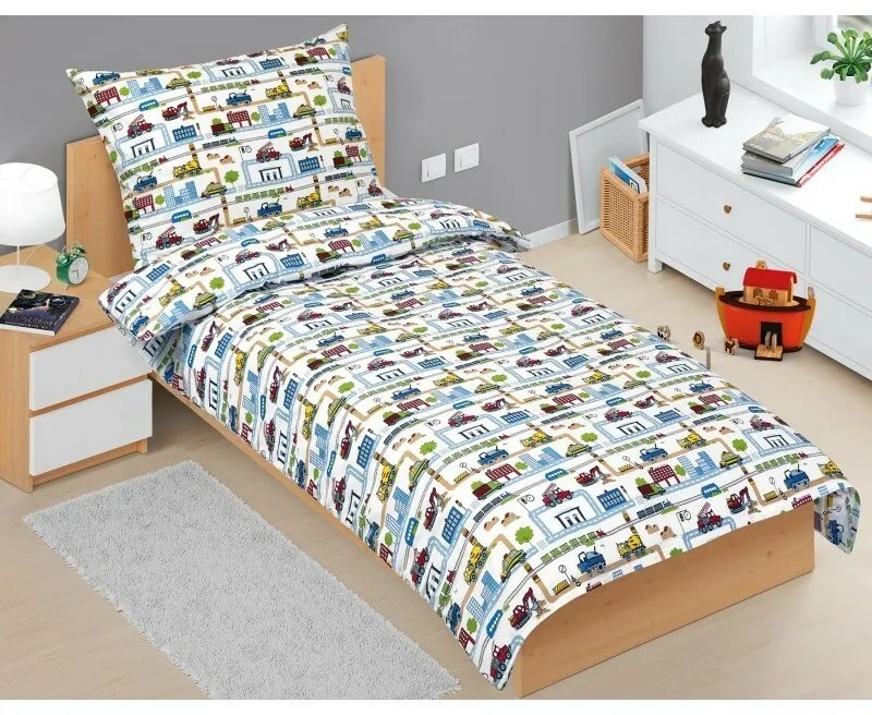 Bellatex Junior város gyerek pamut ágyneműhuzatzöld, 140 x 200, 70 x 90 cm