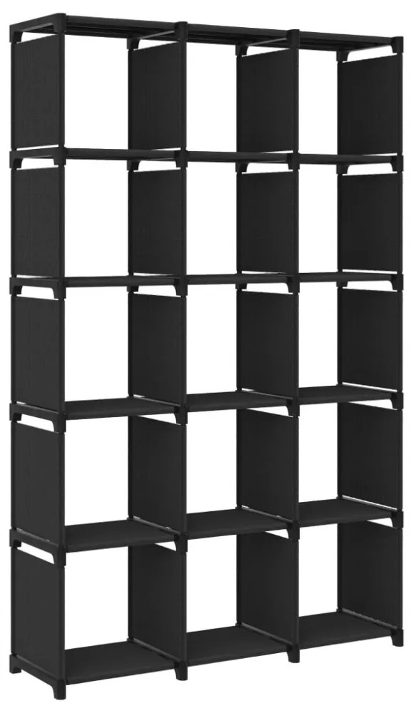 15 rekeszes fekete szövet polc 103 x 30 x 175,5 cm