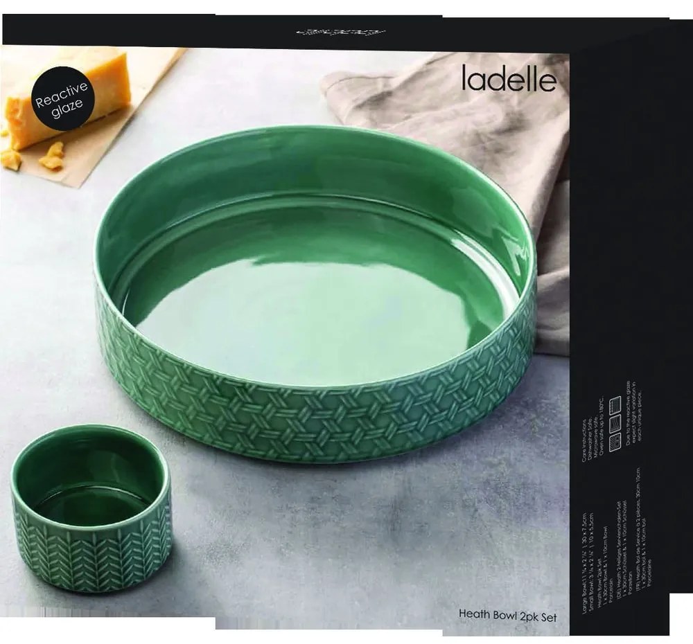 Türkiz porcelán szervírozó tál készlet 2 db-os ø 30 cm Heath Jade – Ladelle