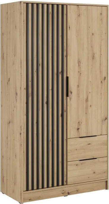 Neria gardróbszekrény 105 cm - artisan tölgy / fekete