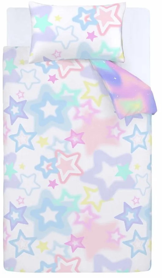 Fehér-rózsaszín kétszemélyes gyerek ágyneműhuzat 200x200 cm Ombre Stars – Catherine Lansfield