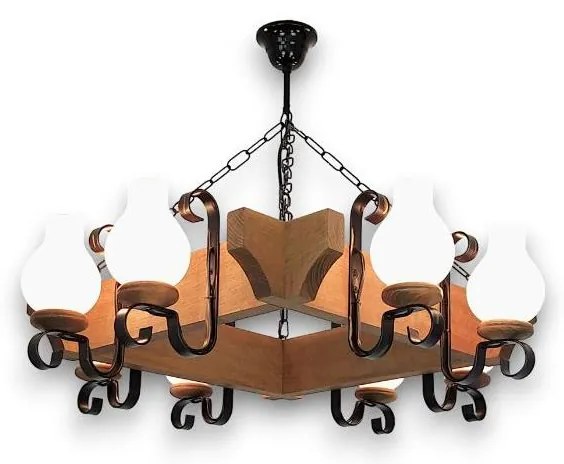 Brilagi - Csillár láncon QUEEN 8xE14/40W/230V bükkfa