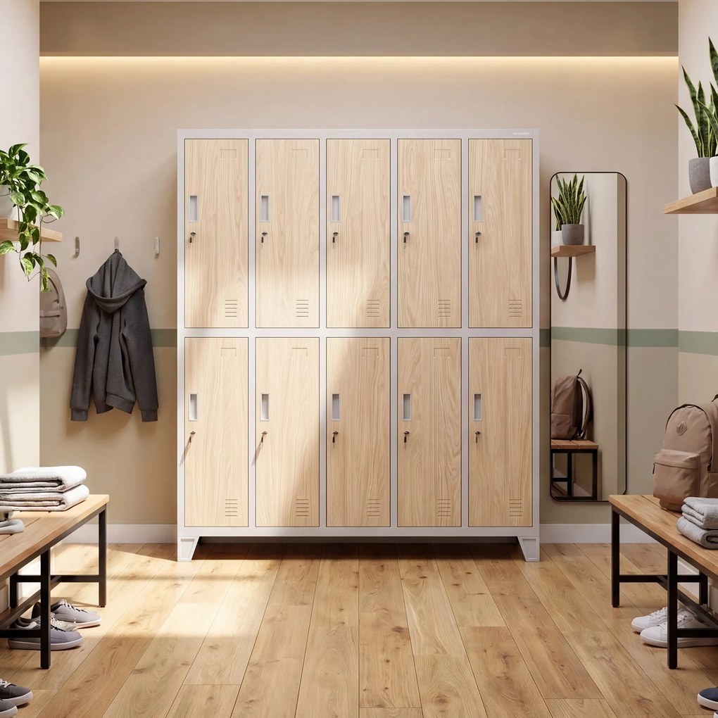 BHP öltözőszekrény 10 ajtós szürke / sonoma tölgy: Eco Design BARTEK 1360 x 1720 x 450 mm