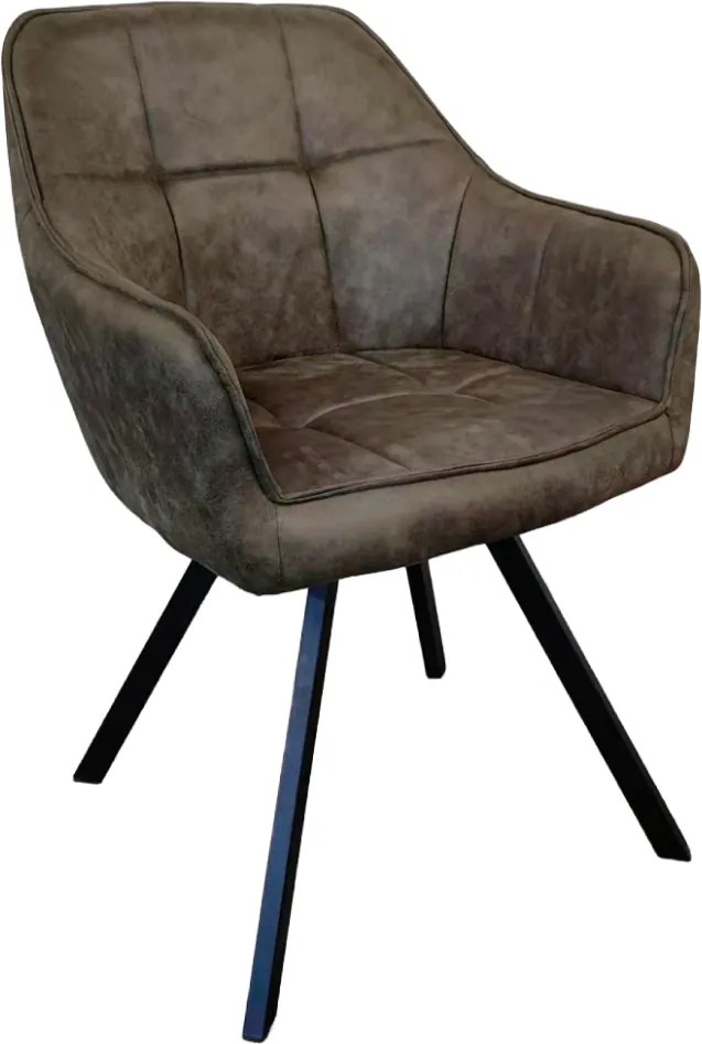 Forgó étkezőszék, zöld szövet csiszolt bőr hatással, SAMANTA