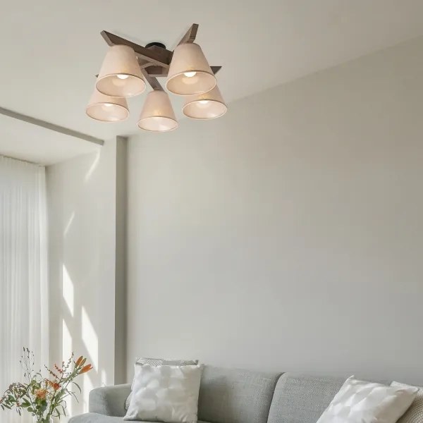 Brilagi - LED mennyezeti lámpa ANTHONY 5xE14/40W/230V dióbézs