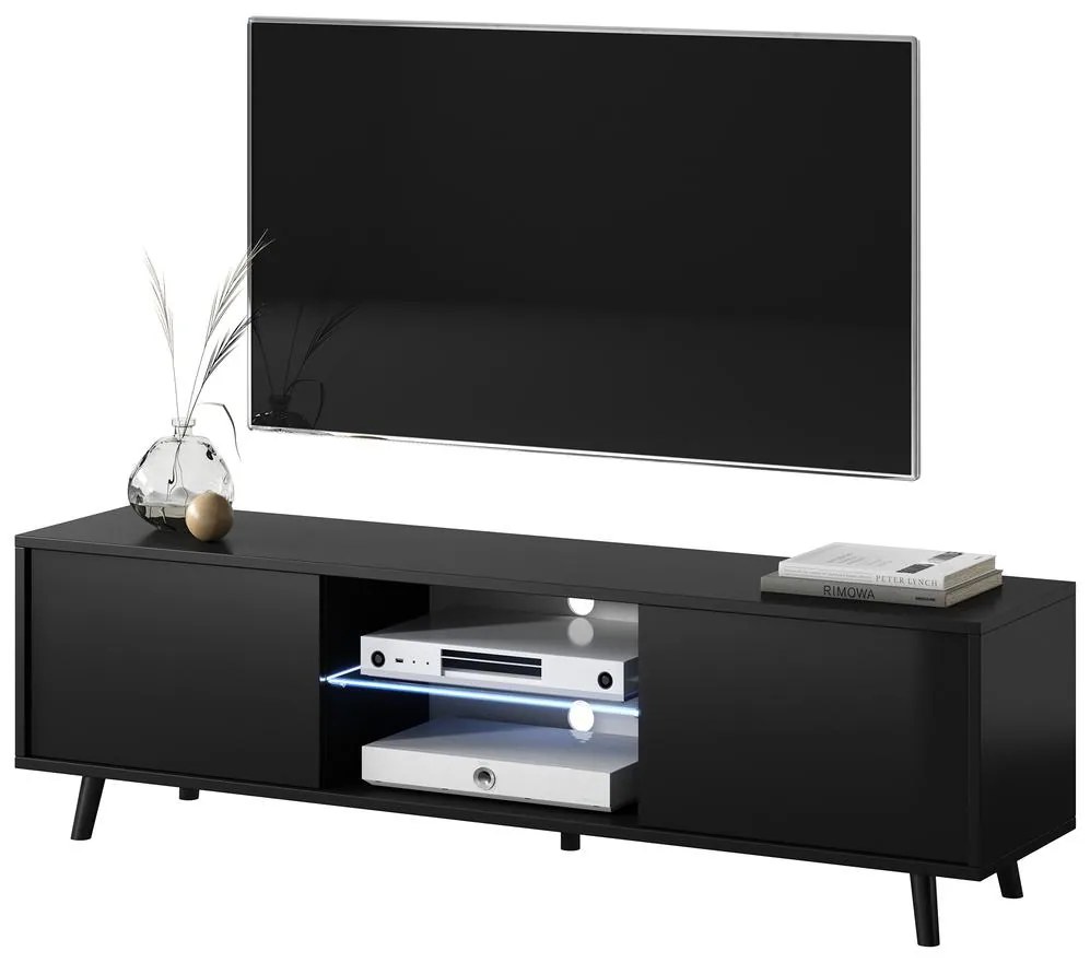 Tv szekrény/asztal Leiros (világítással) (fekete). 1098629