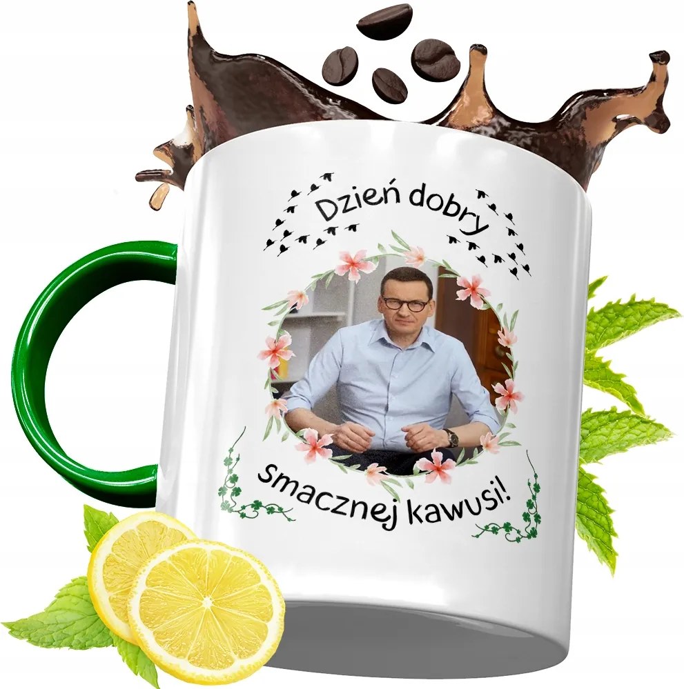 Máté Morawiecki Zöld Bögre Ajándék, fényképes nyomattal