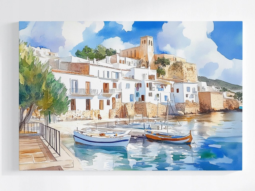 Poszter Spanyolország Ibiza Város Kikötő Hajók Tenger 60x40