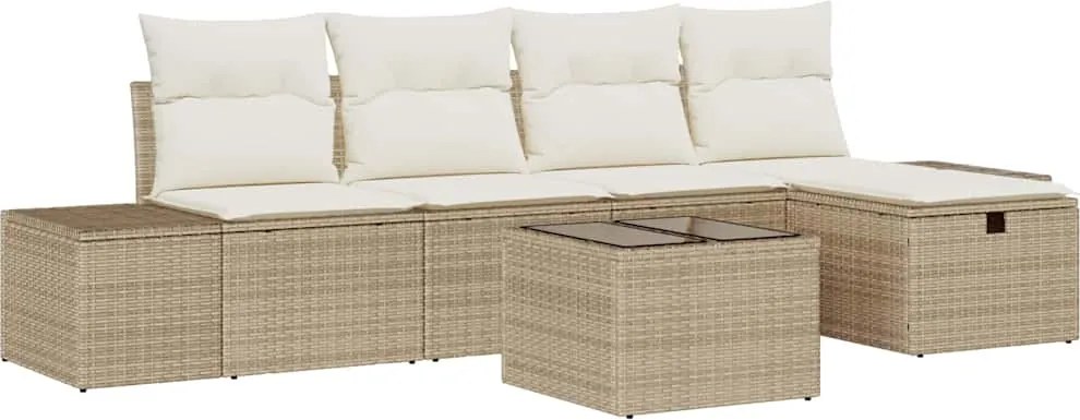 vidaXL Kanapé Szett párnával 6 pcs polirattan