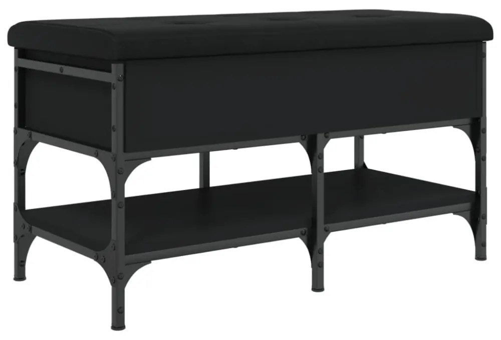 fekete szerelt fa cipőtároló pad 82 x 42 x 45 cm