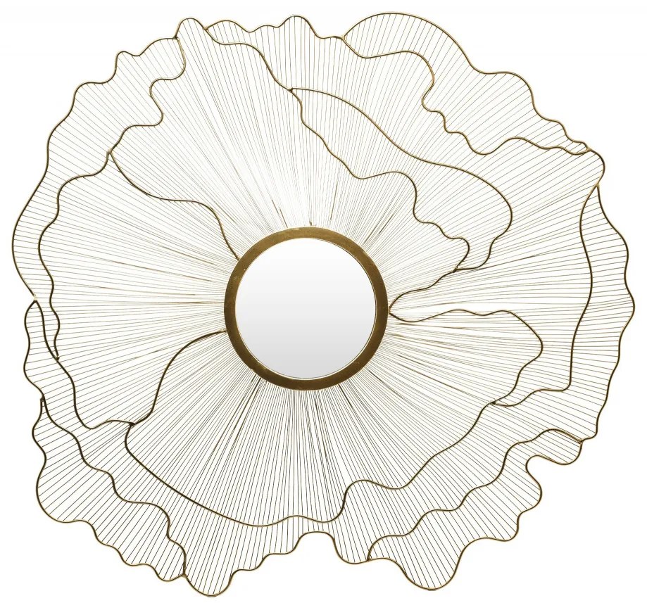 Kör alakú design fali tükör sűrű organikus arany küllőkkel keretezve 80x77x1cm