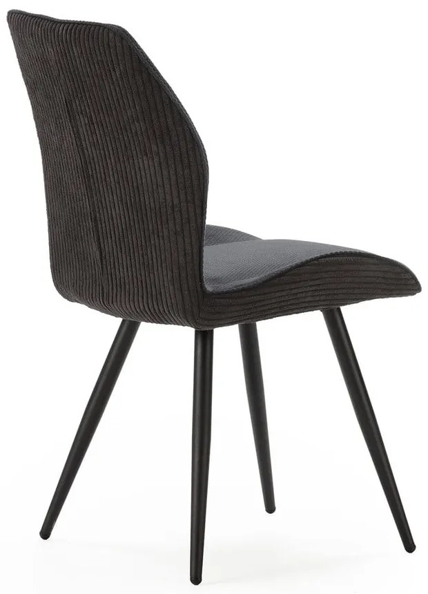 Fekete kordbársony étkezőszék szett 2 db-os Adaya – Marckeric