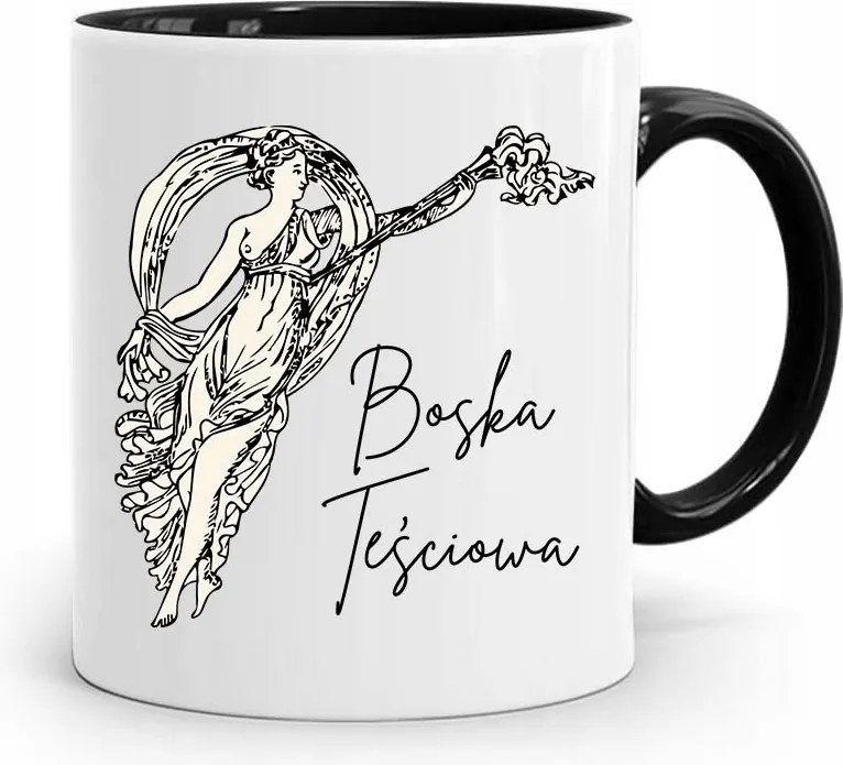 Fekete Bögre Ajándék Anyósnak Isteni Anyós fényképes nyomtatással