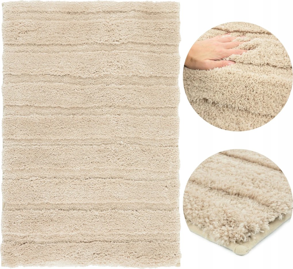 Fürdőszobaszőnyeg Csúszásgátló Nagy 60x110cm Bézs Puha Bolyhos Soft