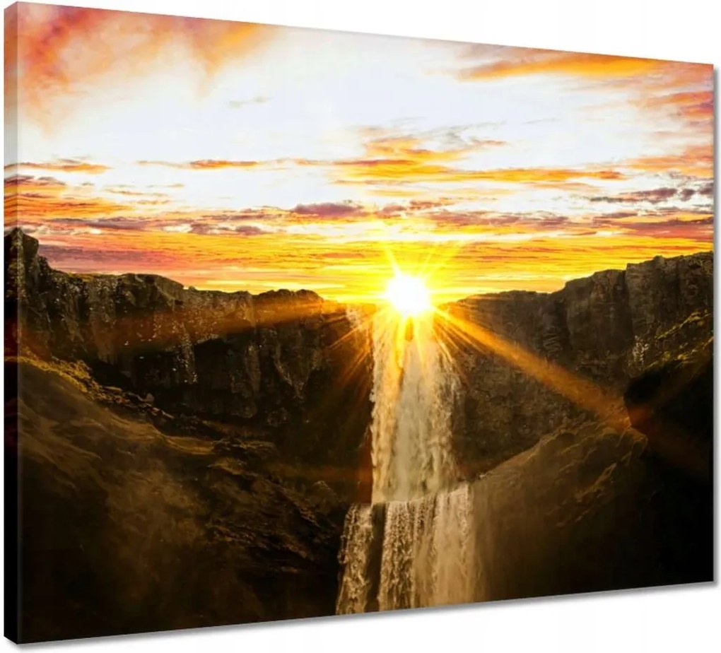 Vászonkép 50x40 Naplemente Vízesés