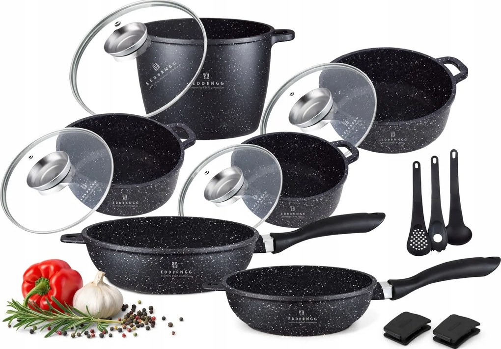 Edény- és serpenyőkészlet kerámia-gránit bevonattal indukciós 17db-os