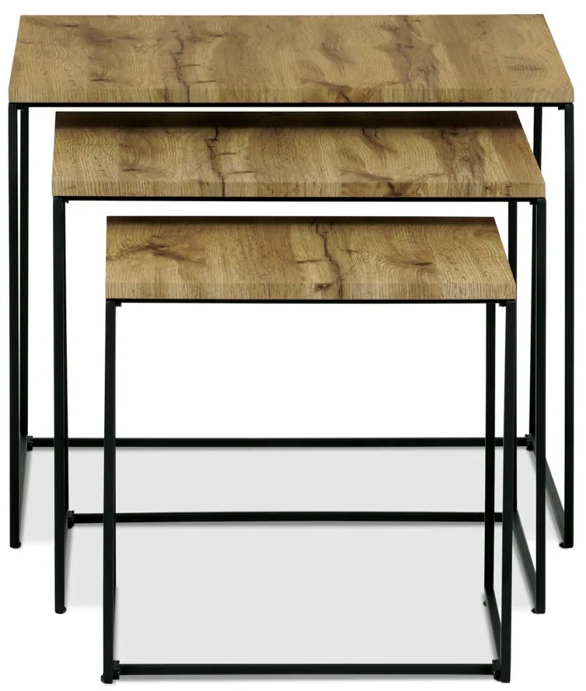 Set de mese de cafea din 3 piese, culoare stejar