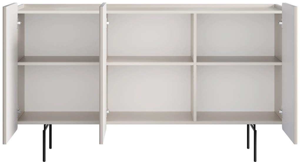 Malmi háromajtós komód 150 cm - kasmír / fekete lábak