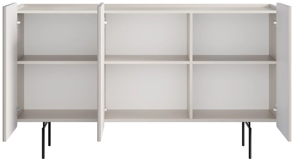 Malmi komód 150 cm háromajtós - kasmír / fekete lábak
