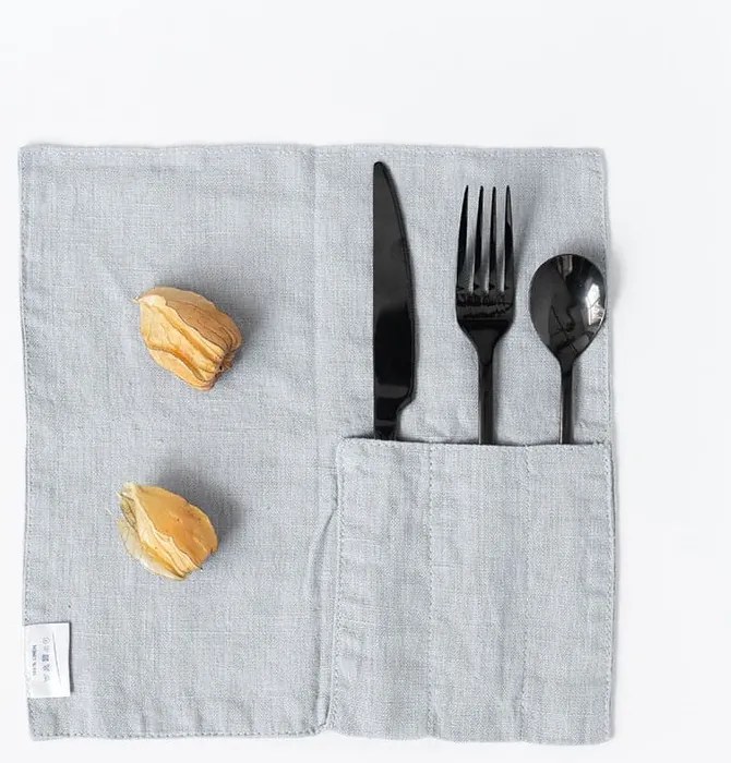 Len evőeszköztartó zseb 2 db-os 23x23 cm Light Grey – Linen Tales